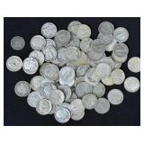 (82) 90% Silver Dimes, Mercury, Barber, Roosevelt