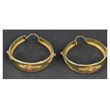 Pair 14Kt. Gold Corletto Style Hoop Earrings