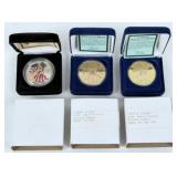 (3) U.S. Silver Eagles, Gold Layered & Colorized