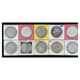 (10) Morgan 90% Silver Dollars, 1896 O, Etc.