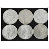(6) Morgan 90% Silver Dollars, Incl. (4) UNC