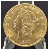 US 1894 Liberty Head $20 Gold Double Eagle