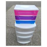 (2) 3-Drawer Plastic Storage Bins