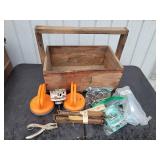 Wooden Toolbox with Allen Keys & Other Hand Tools