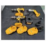 (3) DEWALT Drills with (5) Batteries & Charger