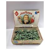 Vintage Cigar Box with Plastic Toy Soldiers