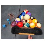 Vintage Billiard Ball Set with Accessories