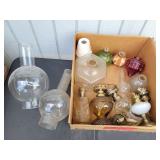 Box of Miniature Oil Lamps & Lamp Accessories