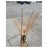 (8) Assorted Pole Cues with Storage