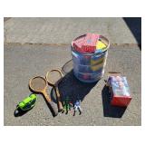 Wooden Tennis Rackets, Toy Figures & More
