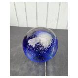Blue Glass Round Ball Paperweight