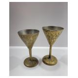 Pair of Vintage Brass Goblets from India