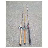(3) Fishing Poles with (3) Reels