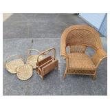 Rattan Chair & Wicker Storage Items