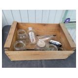 Wooden Crate with Assorted Glass Jars