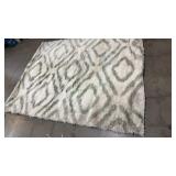 6.7ft x 5.3ft Green and White Area Rug
