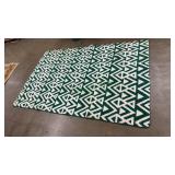 7.9ft x 5.2ft Green and White Rug