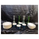 SHED FIND LOT / STONEWARE & BUD VASES