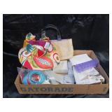 MISC LOT, SOCKS, VISOR, BELTS, ETC...