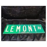 VINTAGE LEMONT AV STREET SIGN 6 ALUMINUM