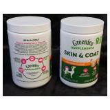 2 CANISTERS GREENIES SKIN & COAT SUPPLEMENT CHEWS