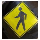 VINTAGE STREET SIGN / CAUTION PEDESTRIAN