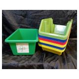 COLORFUL PLASTIC ORGANIZING BINS /  7 PCS