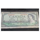 1954 CANADIAN ONE DOLLAR BILL