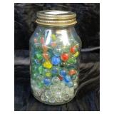 JAR OF COLLECTIBLE MARBLES