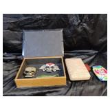 VINTAGE DECORATIVE TRINKET BOX W/ CONTENTS
