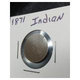 ANTIQUE INDIAN HEAD PENNY / 1871