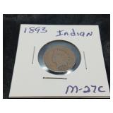 ANTIQUE INDIAN HEAD PENNY / 1893 / SLABBED