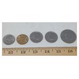 MIXED U S COINS LOT / 5 PCS