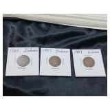 3 COINS - 1907 INDIAN HEAD PENNIES