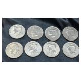 U S COINS / KENNEDY HALF DOLLARS / 8 COINS