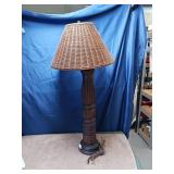 WOODEN TABLE LAMP W/  WICKER SHADE