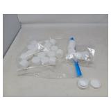 CREAM POTS / MINI WHITE PLASTIC 'POTS' W/ LIDS/NEW
