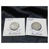 1920 & 1937 BUFFALO NICKEL