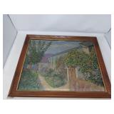 VINTAGE WALL ART / DEPICTS OLD WORLD VILLAGE SCENE