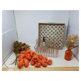 WOODEN TRAY W/ DECORATIVE ITEMS