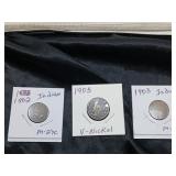 ANTIQUE U S INDIAN HEAD PENNIES & 1 V NICKLE