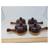 VINTAGE BROWN DRIP GLAZE STONEWARE / 4 PCS