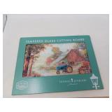FARM SCENE TEMPERED GLASS CUTTING BOARD / NEW