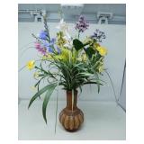HAND-WOVEN VASE & FAUX FLOWER ARRANGEMENT