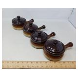 VINTAGE BROWN DRIP GLAZE STONEWARE / 4 PCS
