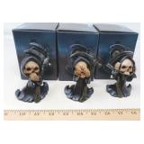 3 GRIM REAPER FIGURES / SEE-HEAR-SPEAK NO EVIL