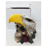 NEW RESIN SKULL WITH EAGLE HEADDRESS 6'