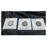 ANTIQUE U S COINS / V-NICKELS / 3 COINS