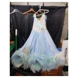 LIGHT BLUE & GREEN BALLROOM DANCE GOWN