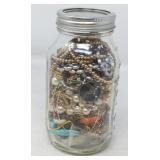 QUART MASON JAR / FILLED W/ JEWELRY PARTS & PCS